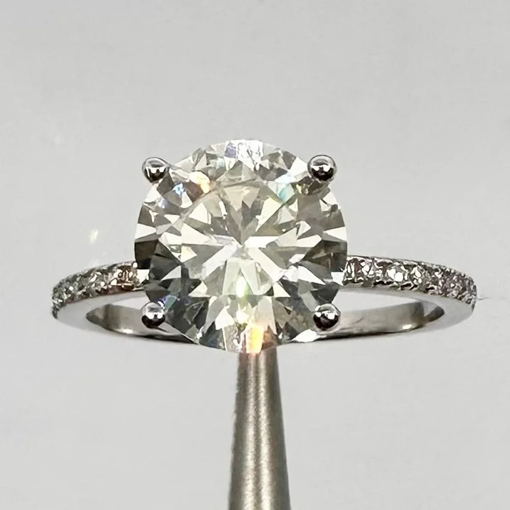 Moissanite Diamond Engagement Ring 2 Ct Brilliant 18K GRA Certified Size 6